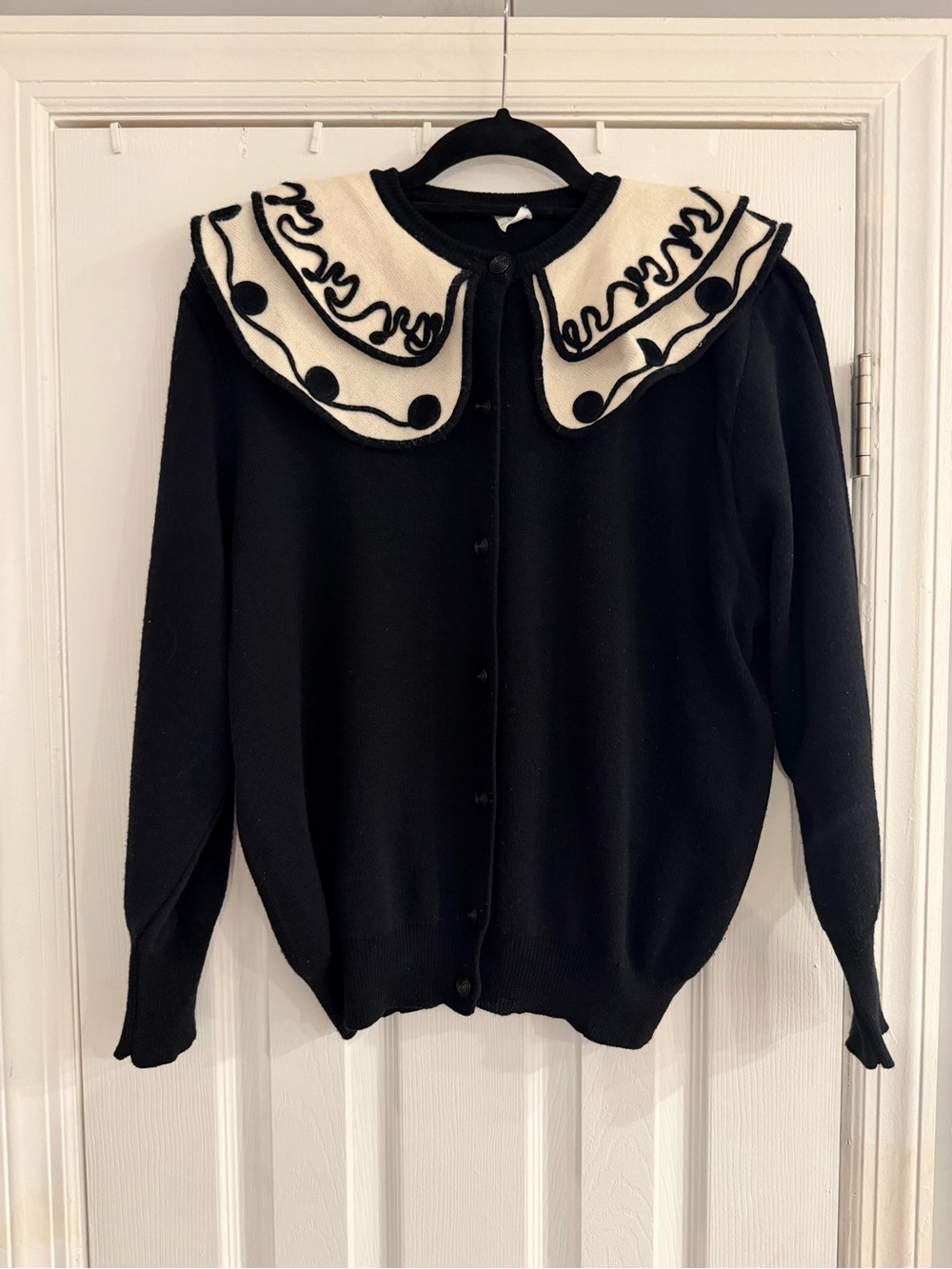 Rare Vintage Made In Italy Wool Blend Cardigan with Oversized Peter Pan Collar